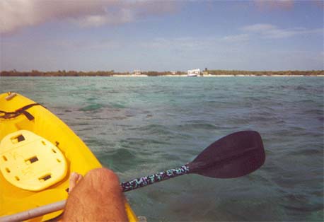 Kayaking in front of Tierra Maya - near the reef
